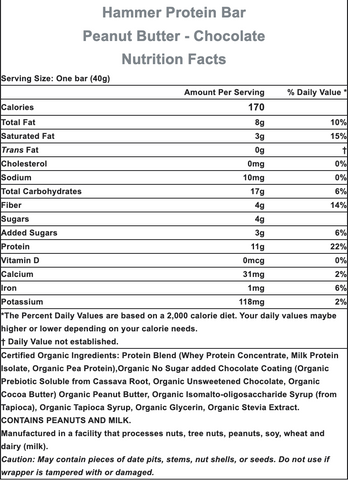 Hammer Nutrition Whey Protein Bar - Peanut Butter Chocolate - Run Republic