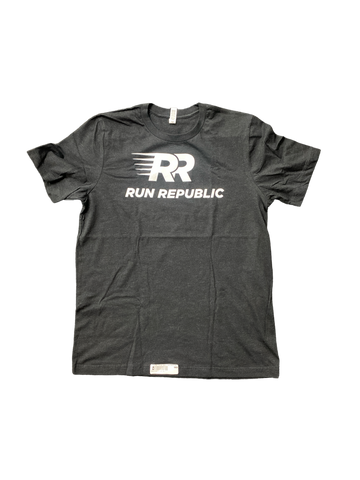 RR cotton poly short sleeve - black with white logo - Run Republic